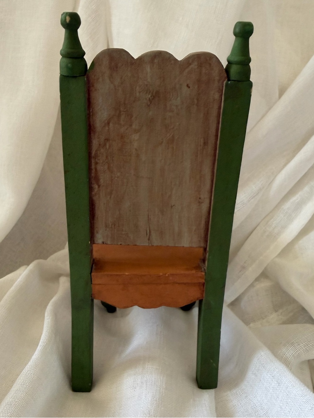 Vintage Folk Art Hand Painted Wooden 1:6 Doll Chair Wood - Picture 4 of 8